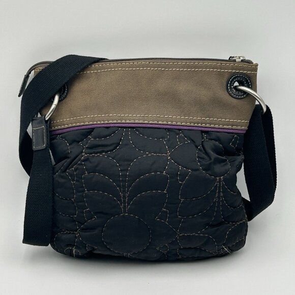 VTG FOSSIL Key-Per ZB4422 Quilted Floral Crossbody Bag Canvas Trim 10" - Picture 2 of 16